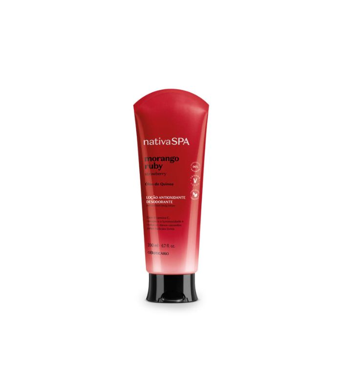 Loção hidratante corporal nativa Spa morango ruby, 200ml