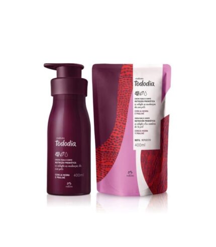 Kit Creme Nutritivo para o Corpo Tododia Cereja Negra e Praliné com Refil (2 produtos)