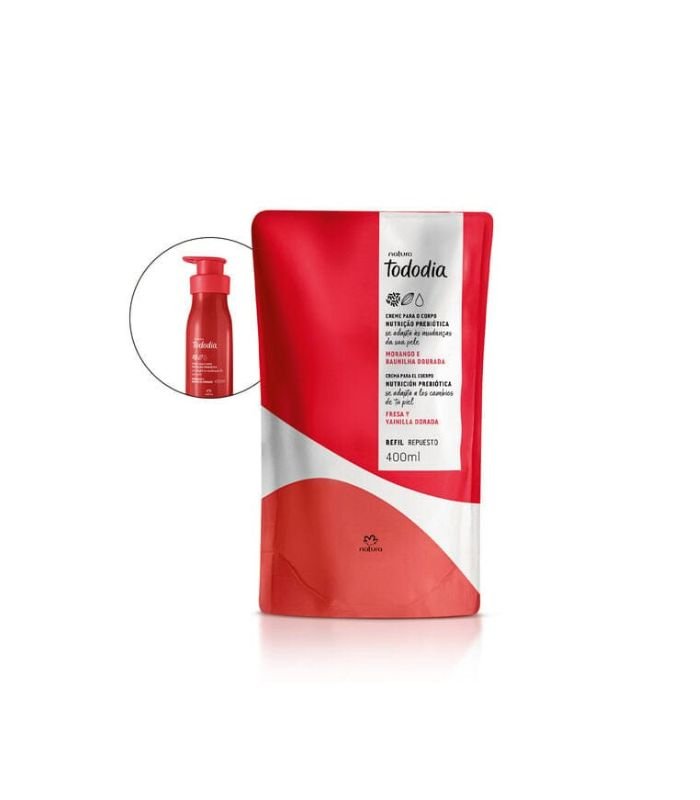 Refil Creme Desodorante Nutritivo para o Corpo Tododia Morango e Baunilha Dourada 400 ml